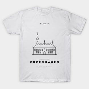 Copenhagen Minimal Black Line Design T-Shirt